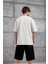 Krem Brandname Yazılı Yıkamalı Oversize Tshirt 3