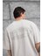 Krem Brand Yazılı Yıkamalı Oversize Tshirt 1