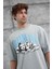 Gri Brandname Yazılı Yıkamalı Oversize Tshirt 2