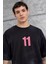 Siyah M11 Yazılı Oversize Tshirt 2