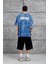 Mavi Drift Yazılı Yıkamalı Oversize Tshirt 4