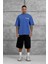 Mavi Parça Detaylı Yıkamalı Oversize Tshirt 2