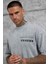 Gri Parça Detaylı Yıkamalı Oversize Tshirt 5