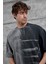 Siyah Spirit&speed Yazılı Yıkamalı Oversize Tshirt 2