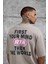 Kahverengi First Your Mind Yazılı Oversize Tshirt 4