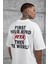 Beyaz First Your Mind Yazılı Oversize Tshirt 1
