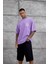 Mor Los Angeles Yıkamalı Oversize Tshirt 5