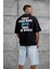 Siyah First Your Mind Yazılı Oversize Tshirt 3