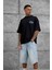 Siyah First Your Mind Yazılı Oversize Tshirt 4