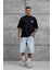 Siyah First Your Mind Yazılı Oversize Tshirt 5