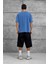 Mavi Remember Yazılı Yakımalı Oversize Tshirt 5