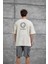 Krem Arka Hydrion Yazılı Oversize Tshirt 1