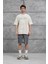 Krem Arka Hydrion Yazılı Oversize Tshirt 2