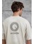 Krem Arka Hydrion Yazılı Oversize Tshirt 3