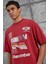 Kırmızı Remember Yazılı Yakımalı Oversize Tshirt 2