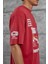 Kırmızı Remember Yazılı Yakımalı Oversize Tshirt 3