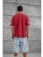 Kırmızı Remember Yazılı Yakımalı Oversize Tshirt 4