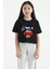 Unisex Bisiklet Yaka Kısa Kol Baskılı Çocuk T-Shirt - Siyah 1