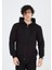 Tam Fermuarlı Kapşonlu Sweatshirt - Siyah 4