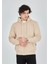 Tam Fermuarlı Kapşonlu Sweatshirt - Bej 3