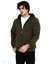 Tam Fermuarlı Kapşonlu Sweatshirt - Haki 1