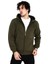 Tam Fermuarlı Kapşonlu Sweatshirt - Haki 2