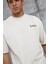 Krem Look Yazılı Parçalı Oversize Tshirt 4