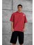 Kırmızı Parçalı Yıkamalı Oversize Tshirt 1