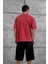 Kırmızı Parçalı Yıkamalı Oversize Tshirt 3