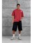 Kırmızı Parçalı Yıkamalı Oversize Tshirt 4