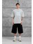 Gri Raw Yazılı Yıkamalı Oversize Tshirt 1