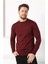 Unisex Uzun Kol Biskilet Yaka Dokuma Triko - Bordo 1
