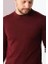 Unisex Uzun Kol Biskilet Yaka Dokuma Triko - Bordo 2