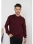 Unisex Uzun Kol Biskilet Yaka Dokuma Triko - Bordo 5