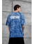 Mavi Drift Yazılı Yıkamalı Oversize Tshirt 1