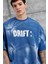 Mavi Drift Yazılı Yıkamalı Oversize Tshirt 3