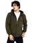 Baskılı Tam Fermuarlı Kapşonlu Sweatshirt - Haki 1