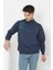 Unisex Yarım Boğazlı Baskılı Dokuma Triko - Indigo 1