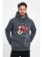 Kapüşonlu Üç Iplik Oversize Baskılı Sweatshirt - Gri 1