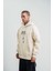 Üç Iplik Kapşonlu Dijital Patchli Sweatshirt - Krem 5
