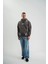 Double Oversize Kapşonlu Şimşek Pano Baskılı Sweatshirt - Füme 2