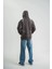 Double Oversize Kapşonlu Şimşek Pano Baskılı Sweatshirt - Füme 4