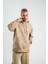 Double Oversize Kapşonlu Yıkamalı Sweatshirt - Bej 5