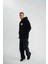 Unisex Kapşonlu Uzun Kol Patchli Nakışlı Sweatshirt - Siyah 2