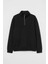 Oversize Yarım Farmuarlı Yakalı Basic Sweatshirt - Siyah 2