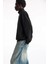 Oversize Yarım Farmuarlı Yakalı Basic Sweatshirt - Siyah 4