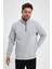 Oversize Yarım Farmuarlı Yakalı Basic Sweatshirt - Gri 1