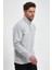 Oversize Yarım Farmuarlı Yakalı Basic Sweatshirt - Gri 2