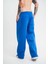 Unisex Boru Paça Baggy Eşofman Pantolon - Mavi 2