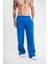 Unisex Boru Paça Baggy Eşofman Pantolon - Mavi 4